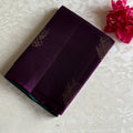 Deep Purple Designer Pure Silk Saree With Teal Green Pallu