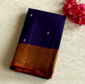 Royal Blue Silk Saree Burnt Orange Pallu Gold Brocade Border