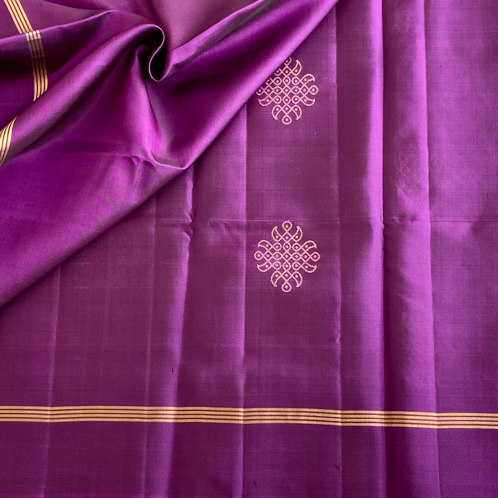 Magenta Purple Designer Pure Silk Saree With Antique Gold Pallu