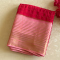 Fuchsia Gold Checked Saree with Blush Pallu and Paisley Border