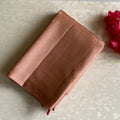 Peach Beige Designer Pure Silk Saree With Magenta Pink Pallu