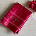 Rani Pink Soft Tussar Saree With Printed Gold Pallu
