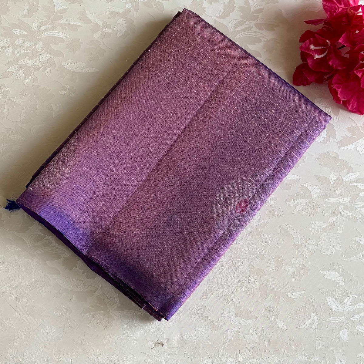 Mauve Purple Designer Pure Silk Saree With Antique Silver Zari