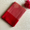 Blush Pink Kollam Designer Pure Silk Saree With Scarlet Red Pallu