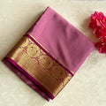 Stunner Light Mauve with Deep Magenta Pink Handwoven Pure Mysore Silk