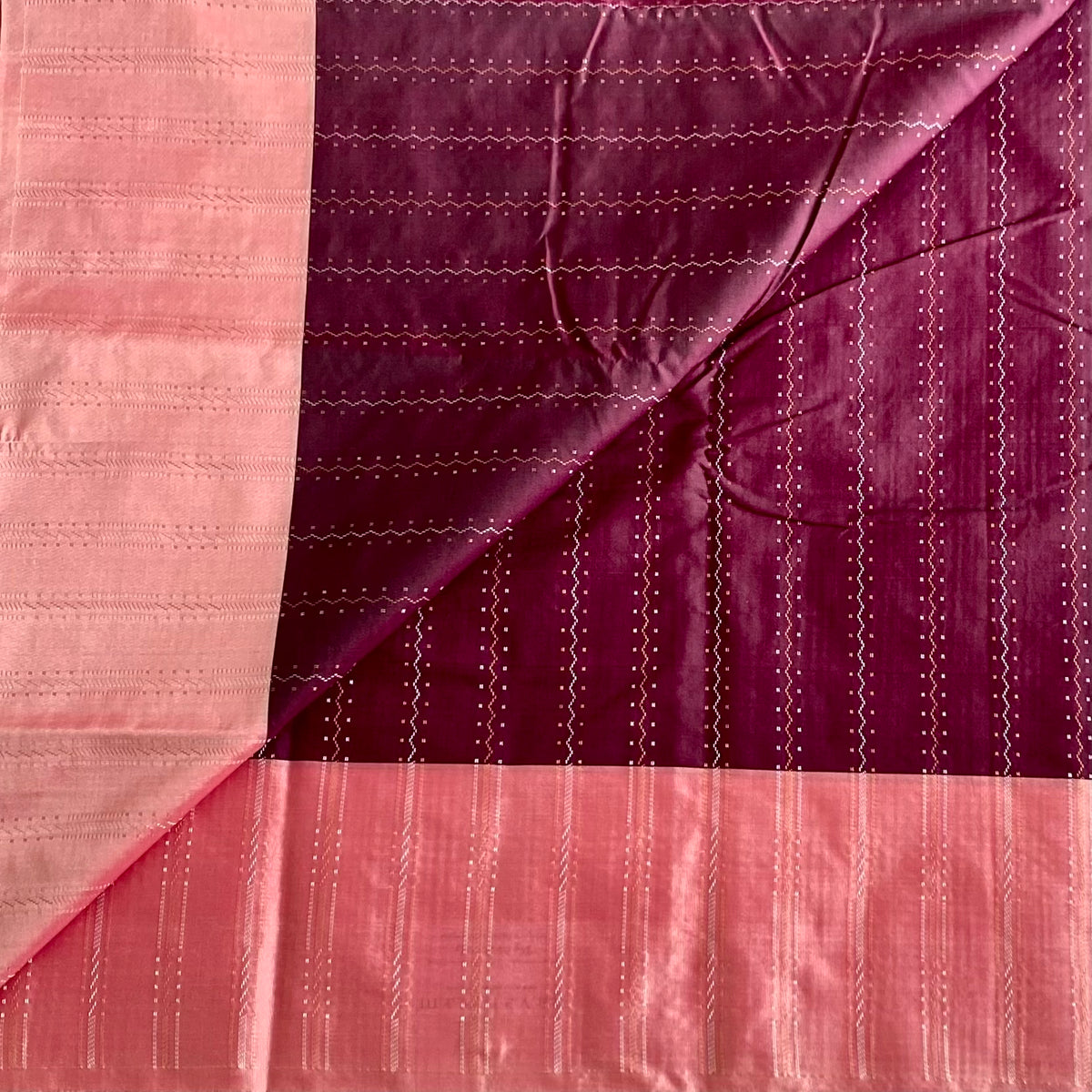 Deep Wine Maroon Soft Mixed Silk Saree With Coral Pink Pallu