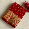 Crimson Red Soft Crepe Silk Saree With Antique Gold Pallu Border