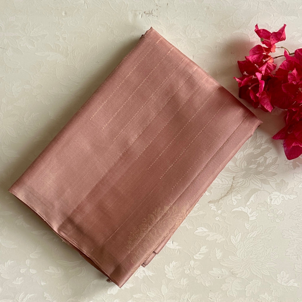 Dusty Rose Designer Pure Silk Saree With Rose Gold Pallu
