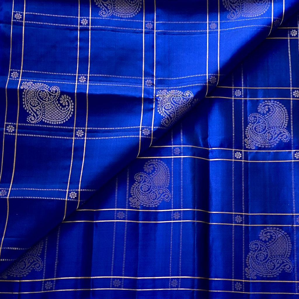 Royal Blue Designer Pure Silk Saree With Metallic Gold Zari