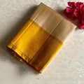 Designer Pure Silk Champagne Beige & Mustard Yellow Saree