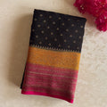 Black • Mustard • Pink soft Banarasi crepe silk with tiny buttas