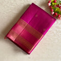Deep Magenta Designer Pure Silk Saree With Rose Pink Pallu