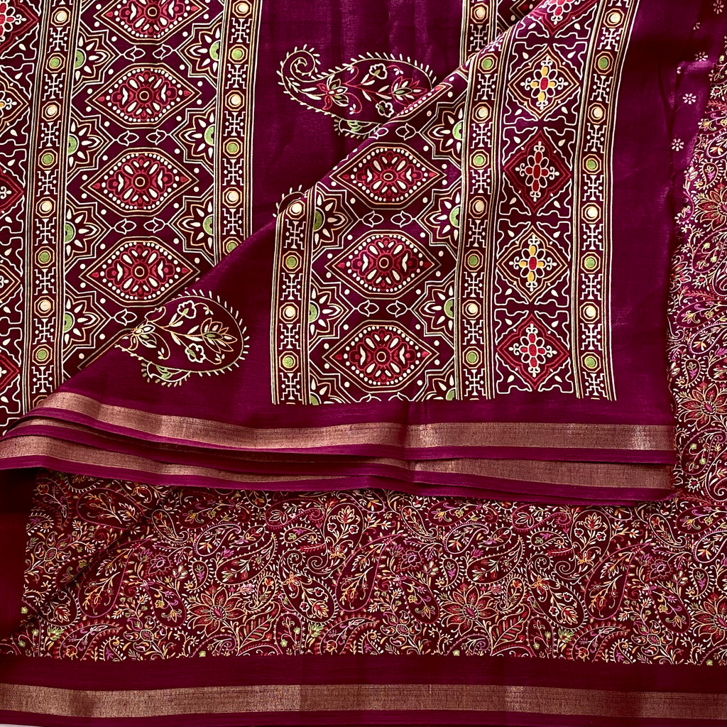 Wine beauty With Printed Soft Paisley Cotton Elegance