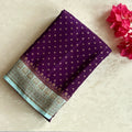 Turquoise Gold Banarasi Silk Saree with Purple Contrast Blouse Piece