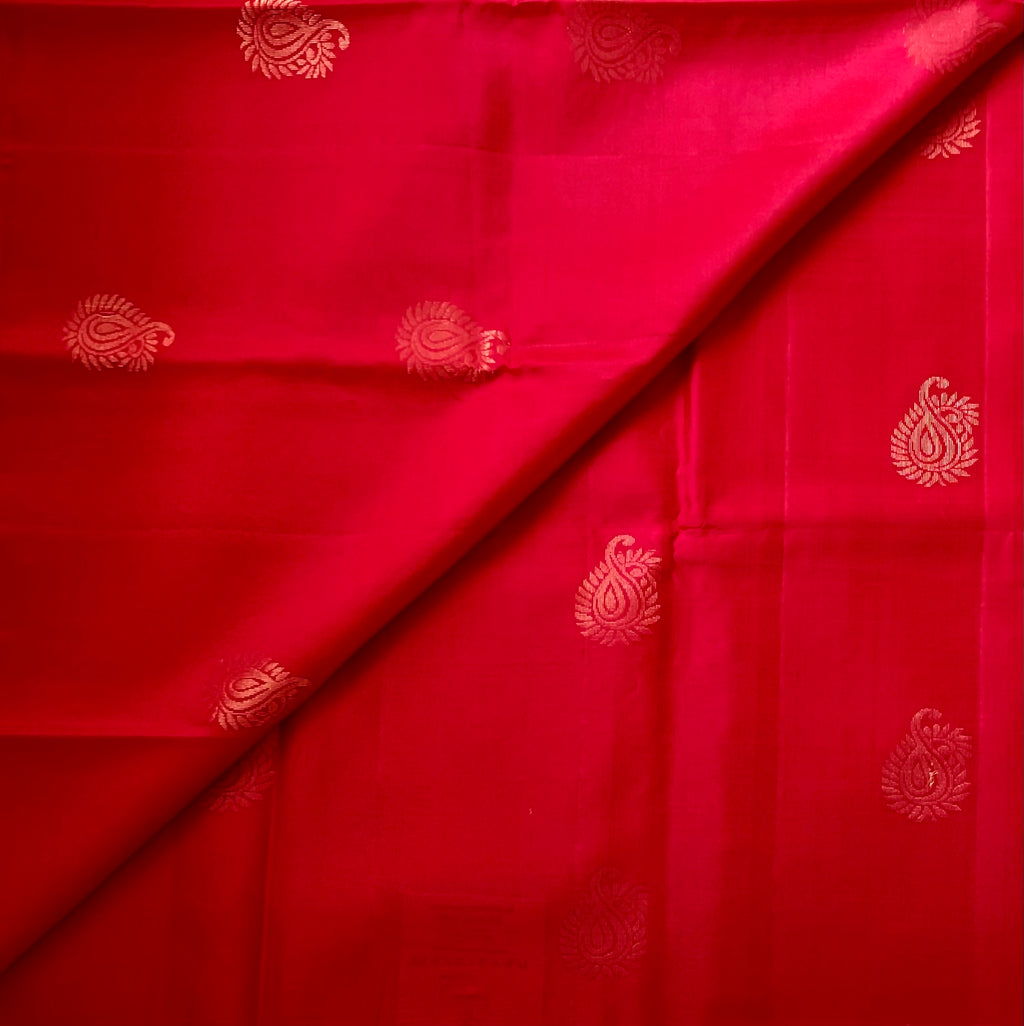 Elegant Fuchsia Silk Paisley Saree with Gold Zari Diamond Pallu