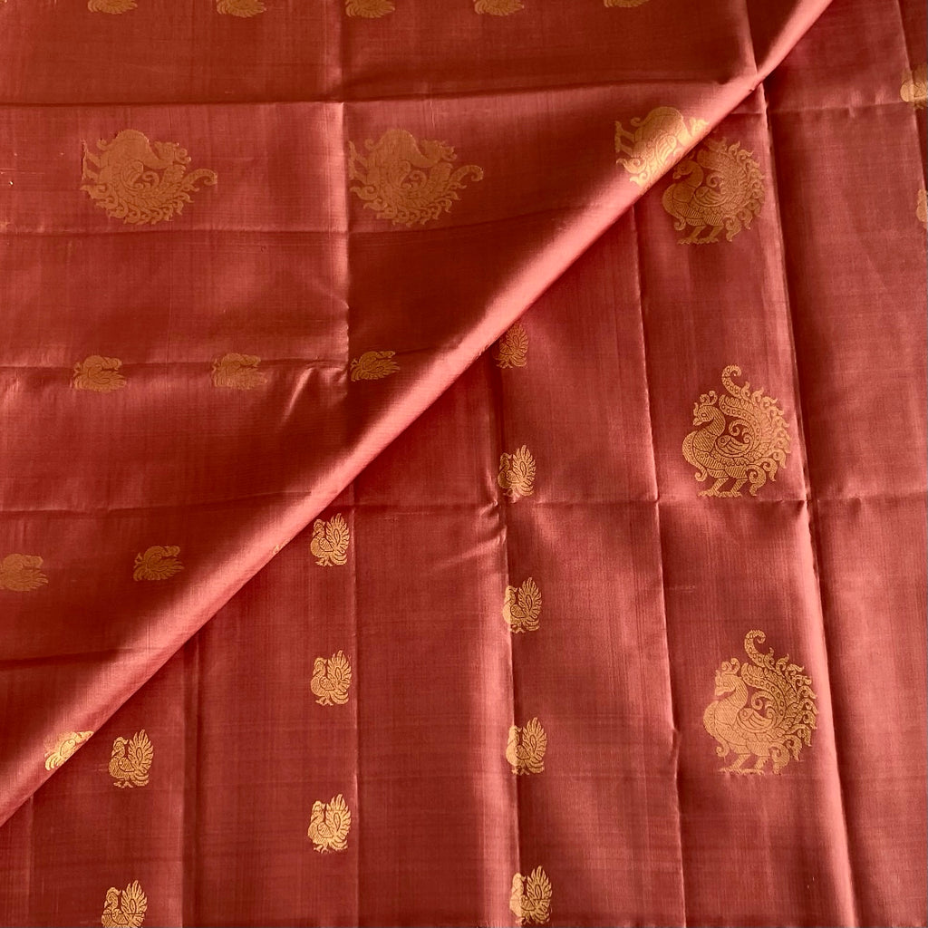 Bronze Copper Designer Pure Silk Saree With Designer Zari Pallu