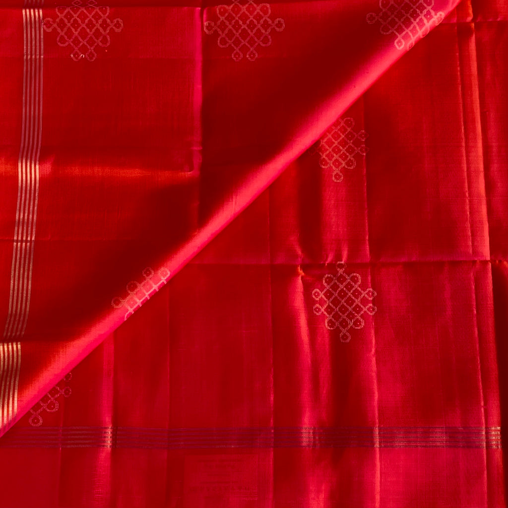 Rani Pink Designer Pure Silk Saree With Vermilion Red Pallu