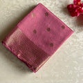 Magenta Silk Saree Gold Butta Striped Zari Pallu Paisley Border