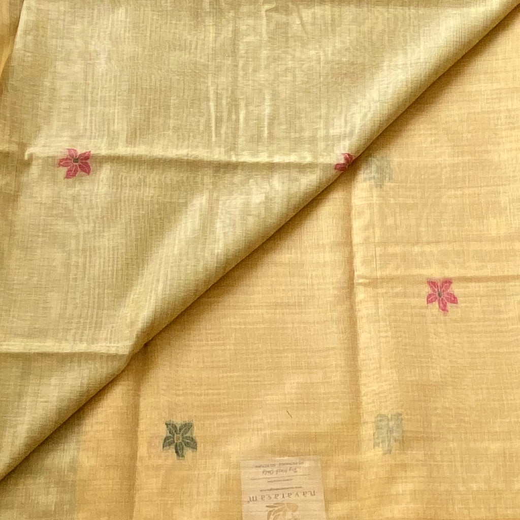 Sage Magenta Floral Tassel Saree Mustard End Lightweight Handwoven Elegant