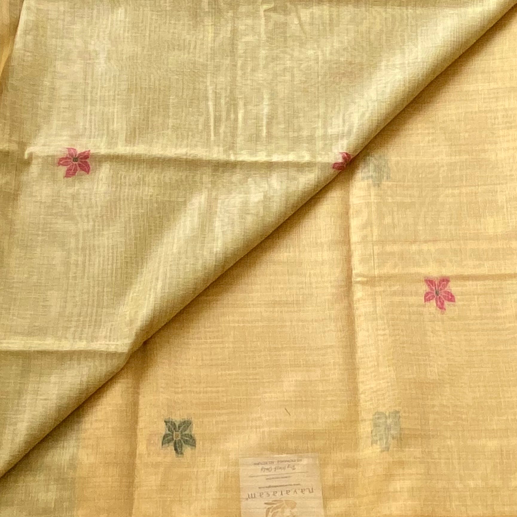 Sage Magenta Floral Tassel Saree Mustard End Lightweight Handwoven Elegant