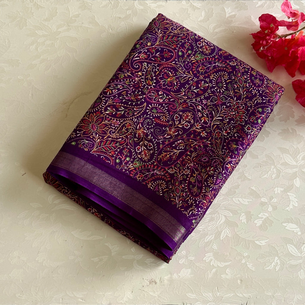 Wine Purple Paisley Printed Soft Cotton - Everyday Elegance