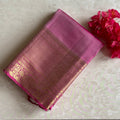 Exquisite Onion Pink Designer Pure Silk Saree With Gold Zari Weave