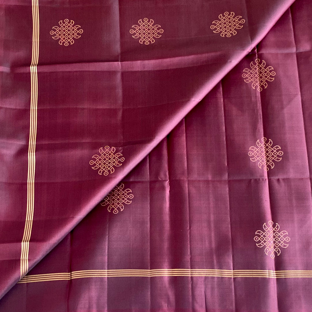 Burgundy Designer Pure Silk Saree With Antique Gold Zari Border