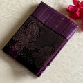 Metallic Lavender Designer Pure Silk Saree With Deep Plum Pallu