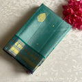 Sea Blue Kanjeevaram Pure Zari Silk Saree With Indigo Purple Pallu