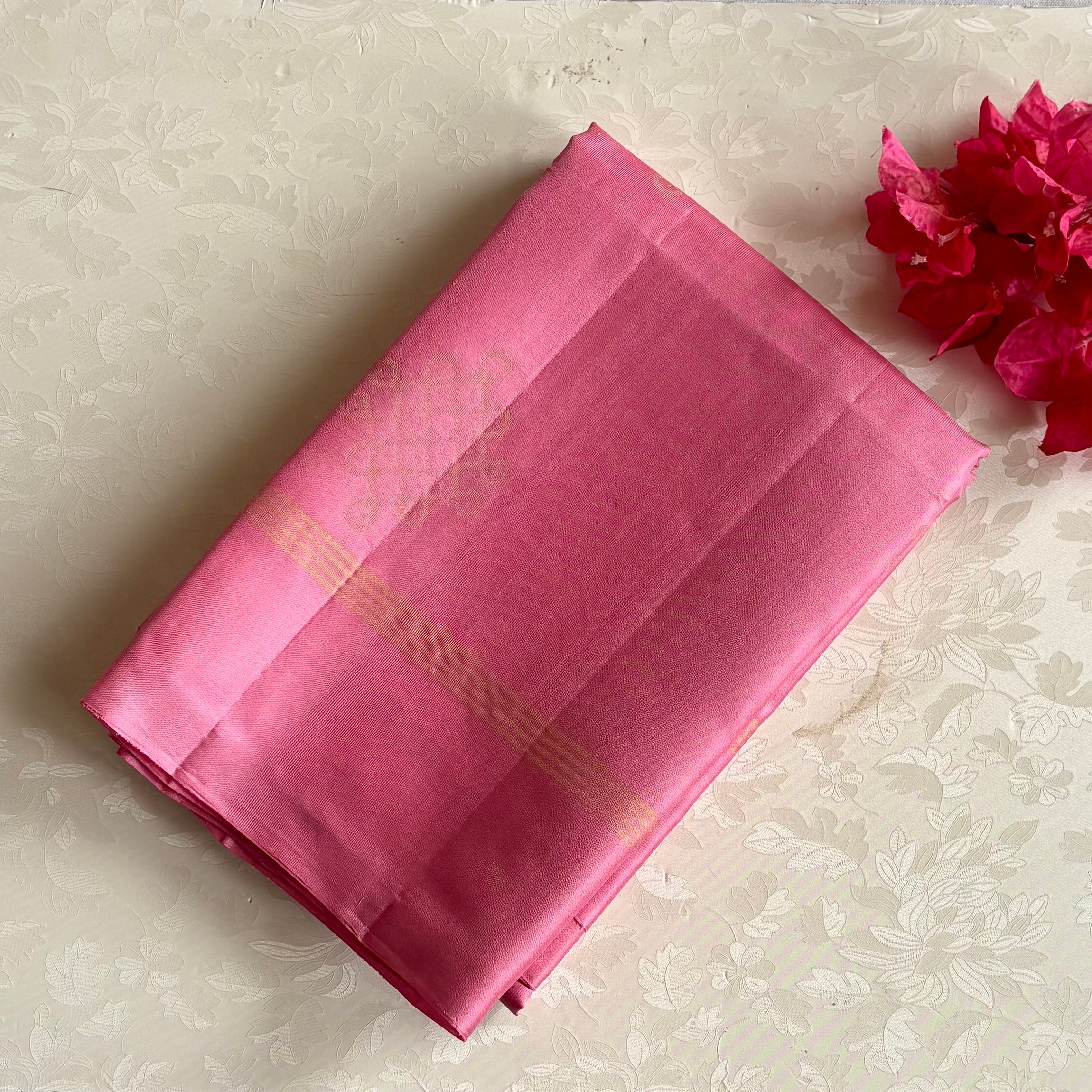 Rani Pink And Gold Designer Pure Silk Saree With Tassel Pallu