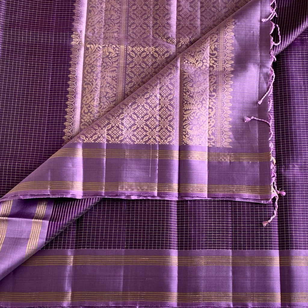 Plum Purple Designer Pure Silk Saree With Light Mauve Pallu