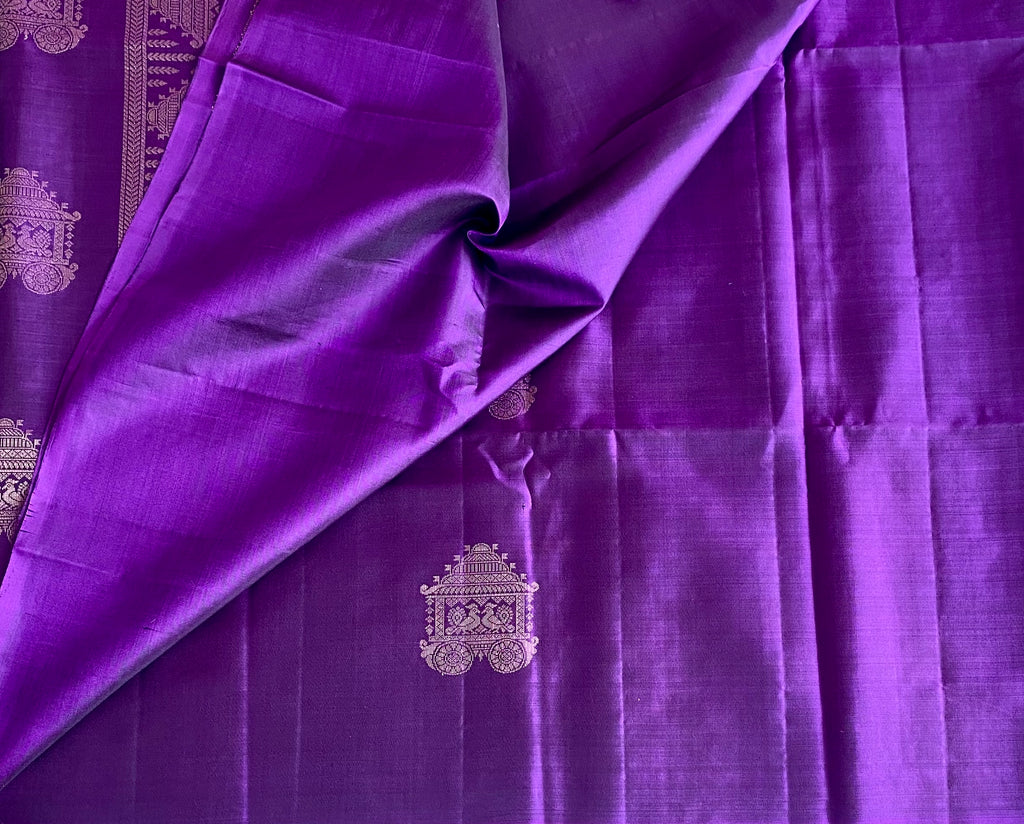 Royal Purple Designer Pure Silk Saree With Antique Gold Zari
