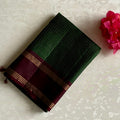 Bottle Green with Deep Maroon Checked Silk Saree With Zari