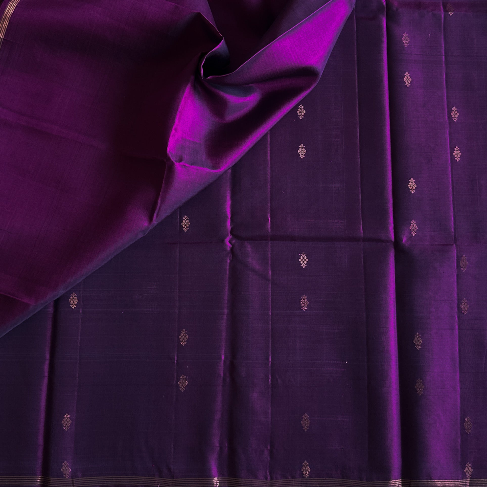 Royal Purple Silk Saree with Gold Zari Buti and Border
