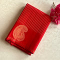 Vermilion Red Saree Gold Zari Paisley Border Diamond Pallu Weave