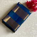 Peacock Blue Designer Pure Silk Saree With Antique Gold Pallu And Border