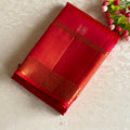 Crimson Red With Copper Orange Designer Pure Silk With Zari Woven Pallu