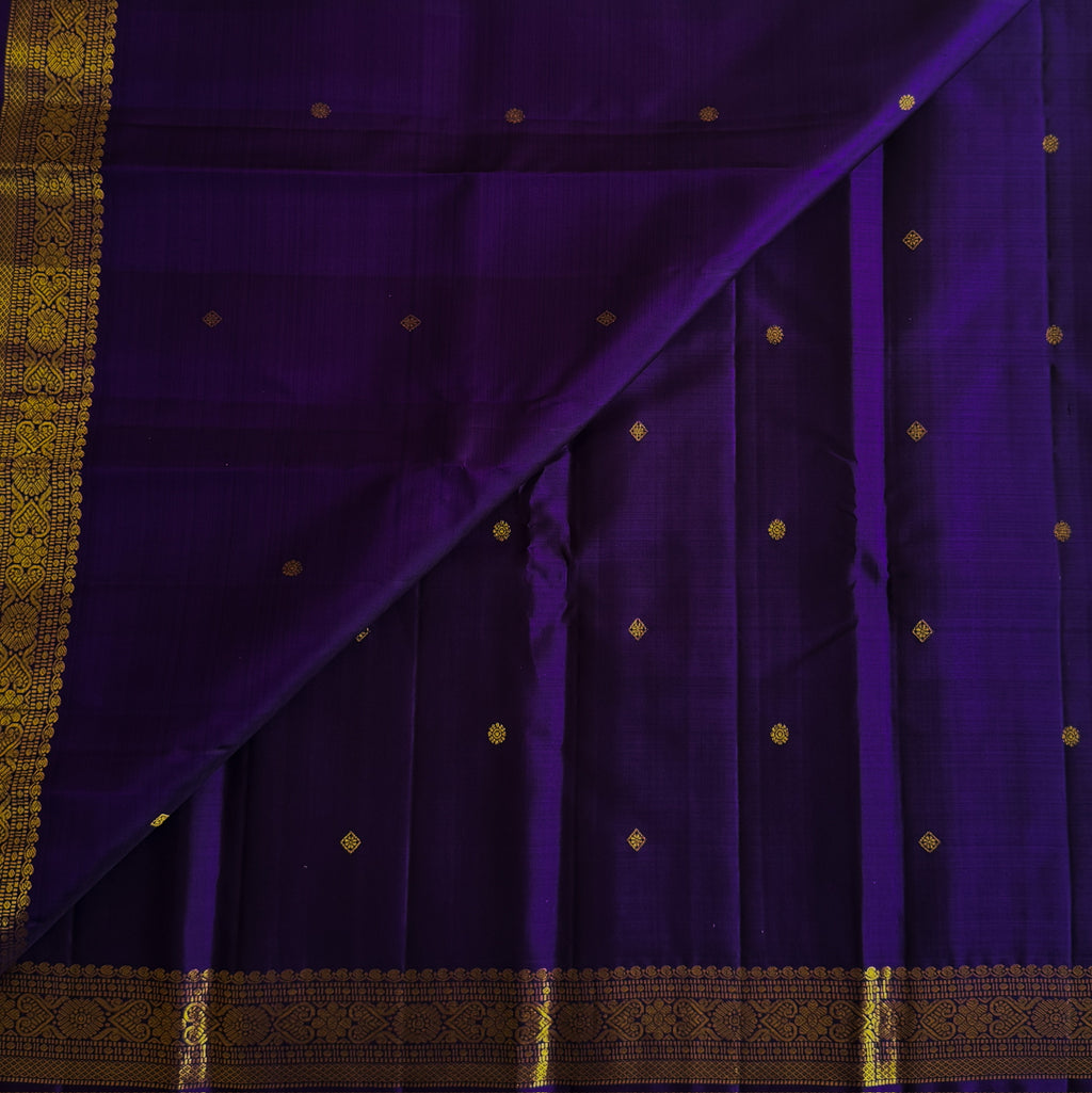 Royal Purple Silk Saree With Gold Woven Pallu And Border