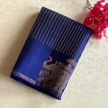 Traditional Royal Blue Saree Antique Gold Elephant Border Brocade Pallu