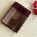 Burgundy Rose Gold Brocade Silk Saree Floral Pallu Traditional Wear