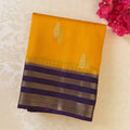 Marigold Yellow Silk Saree Royal Purple Pallu Antique Gold Zari