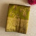 Chartreuse Green Banarasi Silk Saree Metallic Gold Brocade Pallu Border