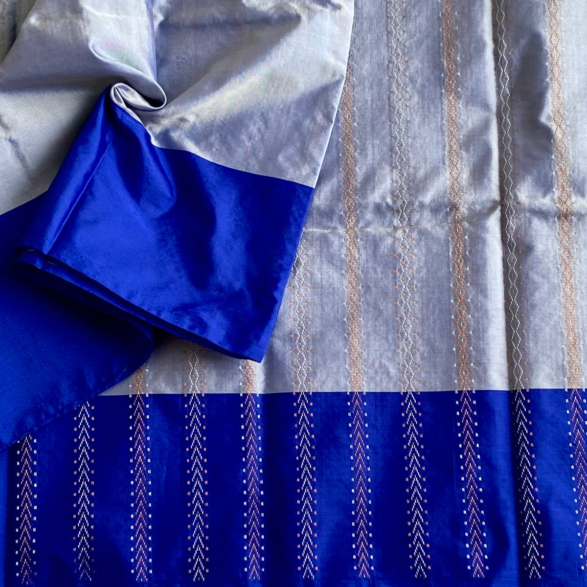 Steel Blue Soft Mixed Silk Saree With Royal Blue Pallu
