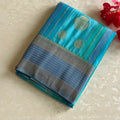 Shades Of Sea Blue On Soft Crepe Silk With Gandaberunda Buttas