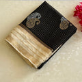 Elegant Black Gold Paisley Brocade Saree with Champagne Gold Pallu