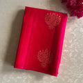 Hot Pink Woven Saree Silver Pallu Antique Gold Zari Floral Buta