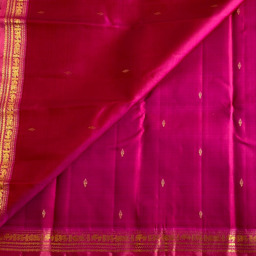 Betroot Pink Kanjeevaram Pure Zari Silk With Rose Pink Contrast