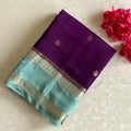 Royal Purple Soft Tussar Silk Saree With Seafoam Green Pallu