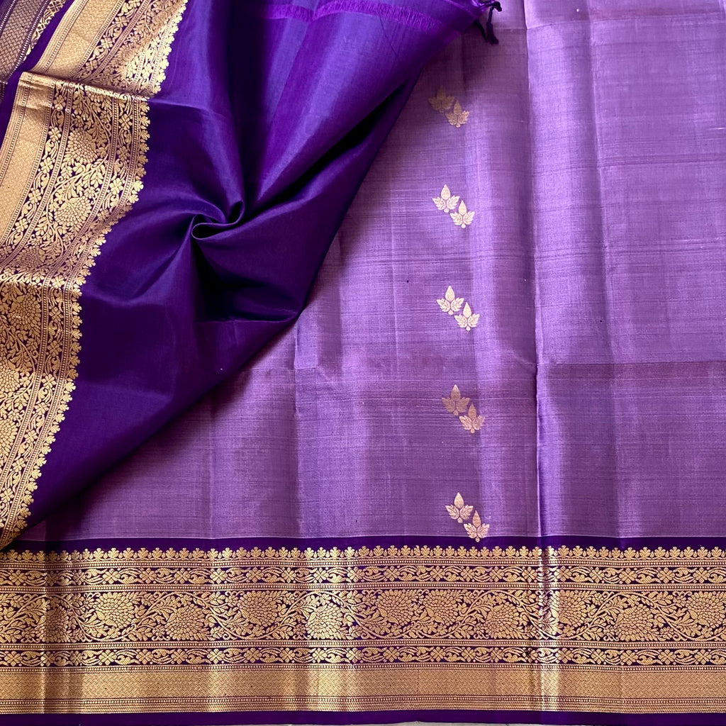 Metallic Lavender with Stunning Purple Handwoven Designer Pure Silk
