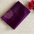 Royal Purple Designer Pure Silk Saree With Antique Gold Zari Stripes